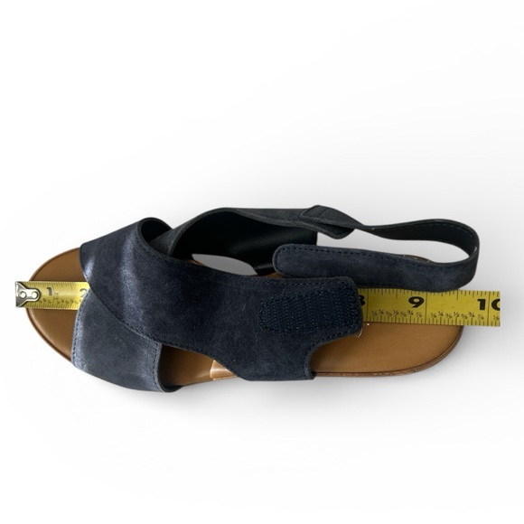 Mila Paoli Blue Suede Wedge Sandals Size 7.5 - Picture 11 of 12